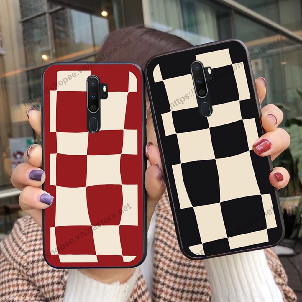 Ốp lưng Oppo A5 2020 / A9 2020 mặt cười, họa tiết caro đơn giản đẹp cute