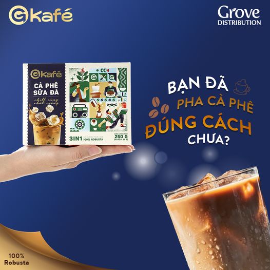 Cafe G-kafe sữa đá 3 trong 1 đậm vị, cafe việt chuẩn vị hộp 10 gói