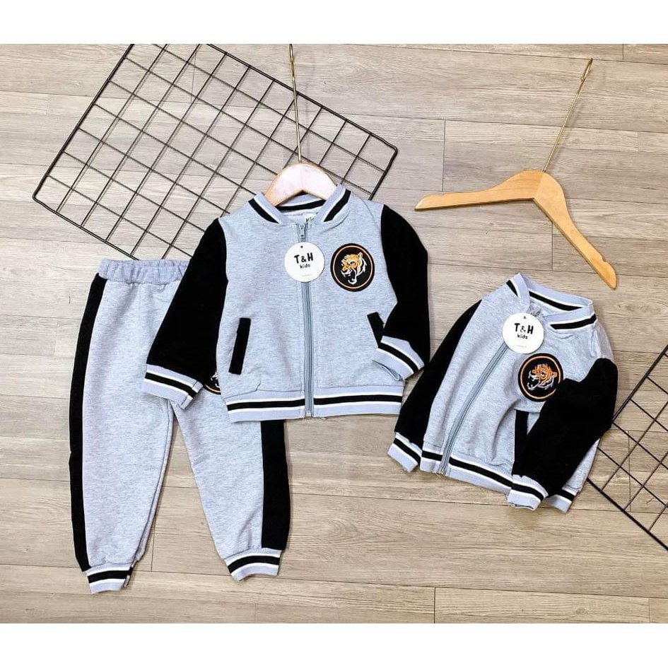 ✔️7-18kg✔️ Bộ thể thao kéo khóa bé trai sành điệu, chất da cá chéo