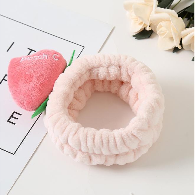 Băng đô rửa mặt, băng đô cài tóc nữ quả đào 3D cute vài nhung dễ thương thời trang Hàn Quốc