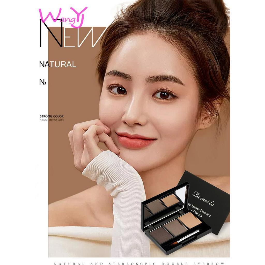 Bột kẻ lông mày Lameila 3 màu thiết kế 3 trong 1 không nhòe chống thấm nước