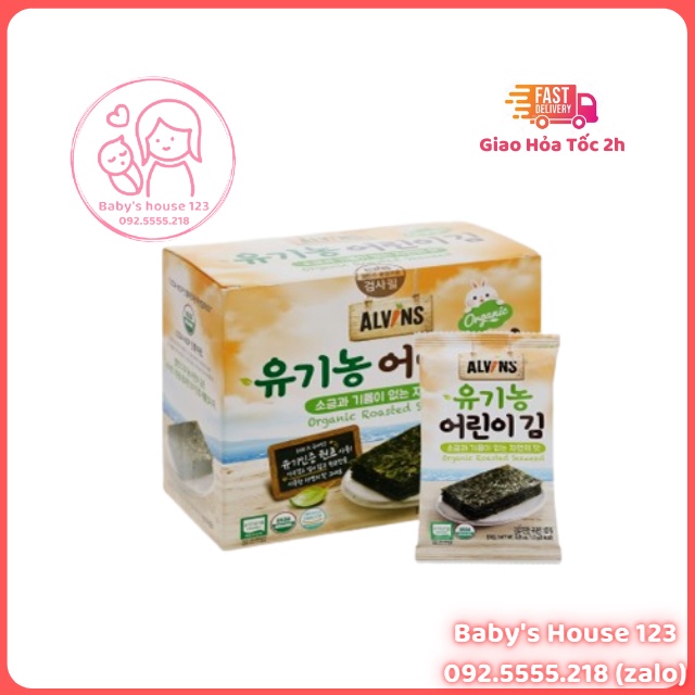 Rong Biển Tách Muối Ăn Liền Organic Alvin Hàn Quốc