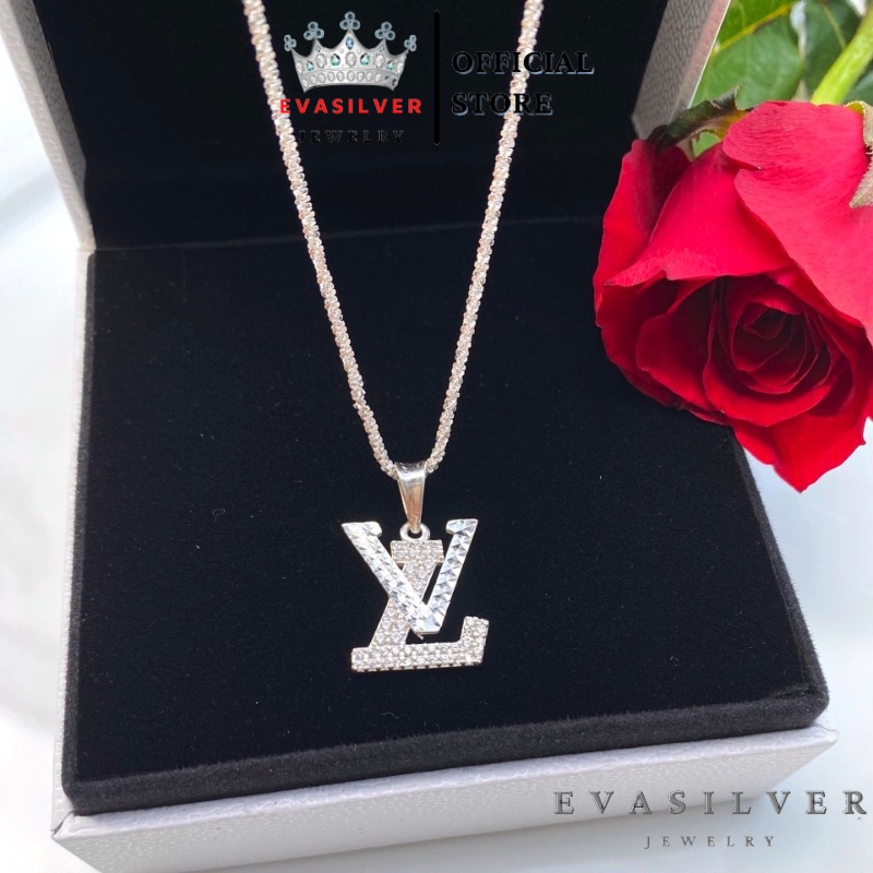 Dây chuyền bạc Ý cao cấp Evasilver mặt chữ V nạm đá sang trọng nữ tính