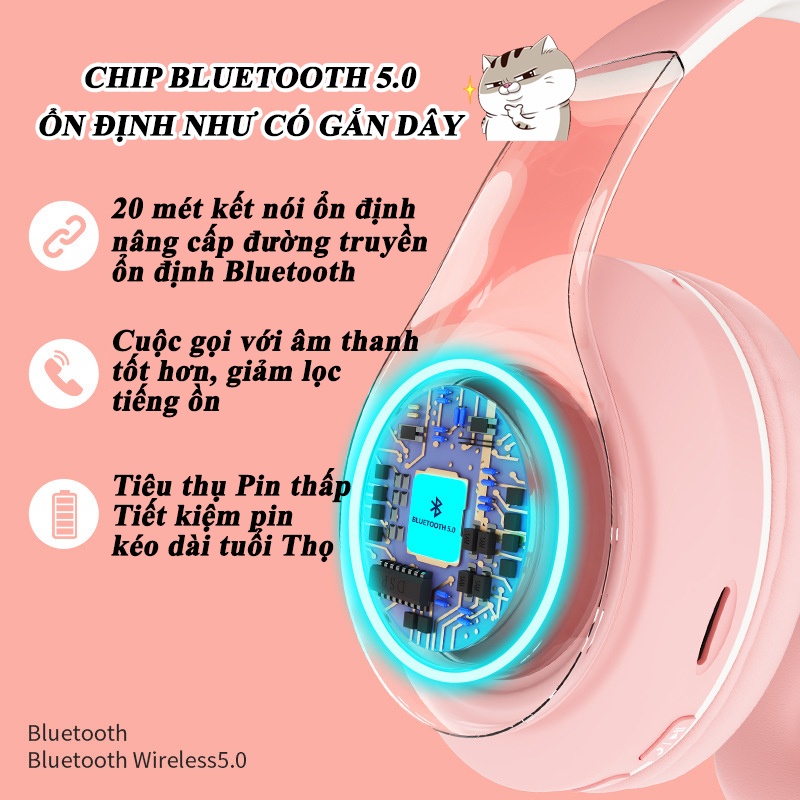 Tai Nghe Chụp Tai Bluetooth B3 Pro,Headphone có mic, Bass Cực mạnh có hỗ trợ thẻ nhớ,Gam màu thanh xuân,Bảo Hành 1 Năm