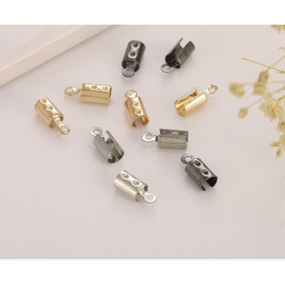 Gói 10 chốt kẹp đầu dây làm vòng tay, vòng cổ dạng tròn đủ size 3mm, 4mm, 5mm, 6mm