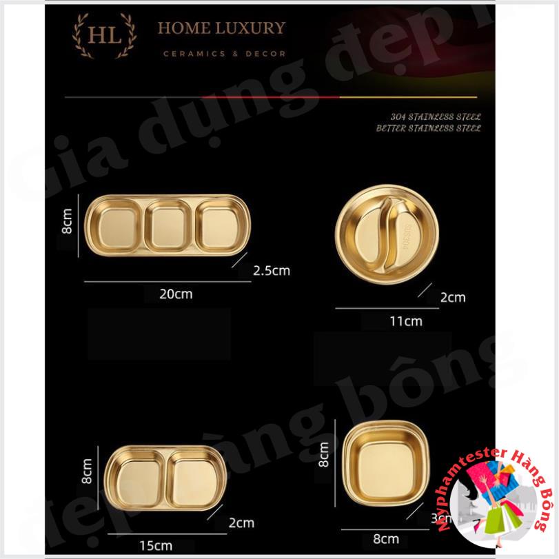 Đĩa đựng gia vị inox không ăn mòn 304 | Khay gia vị Vàng Inox cao cấp Hàn Quốc