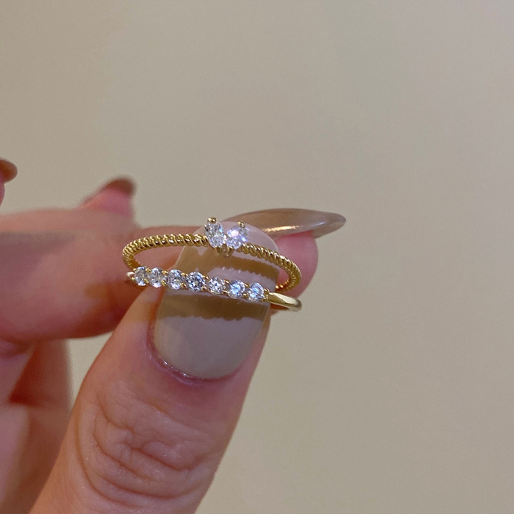 Nhẫn Hở Đính Đá Zircon Vàng Hình Trái Tim Tinh Tế Sang Trọng Thời Trang Mùa Hè Cao Cấp Cho Nữ