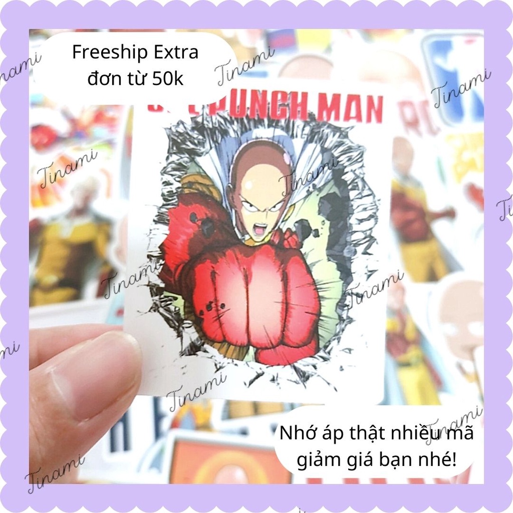 Bộ 50 Sticker Saitama Anime One Punch Man Cú đấm hủy diệt trang trí decor Tinami