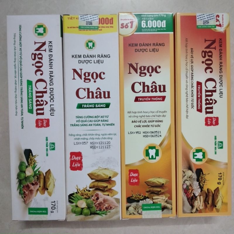 Kem đánh răng dược liệu NGỌC CHÂU trắng sáng tube 170g lớn nhất