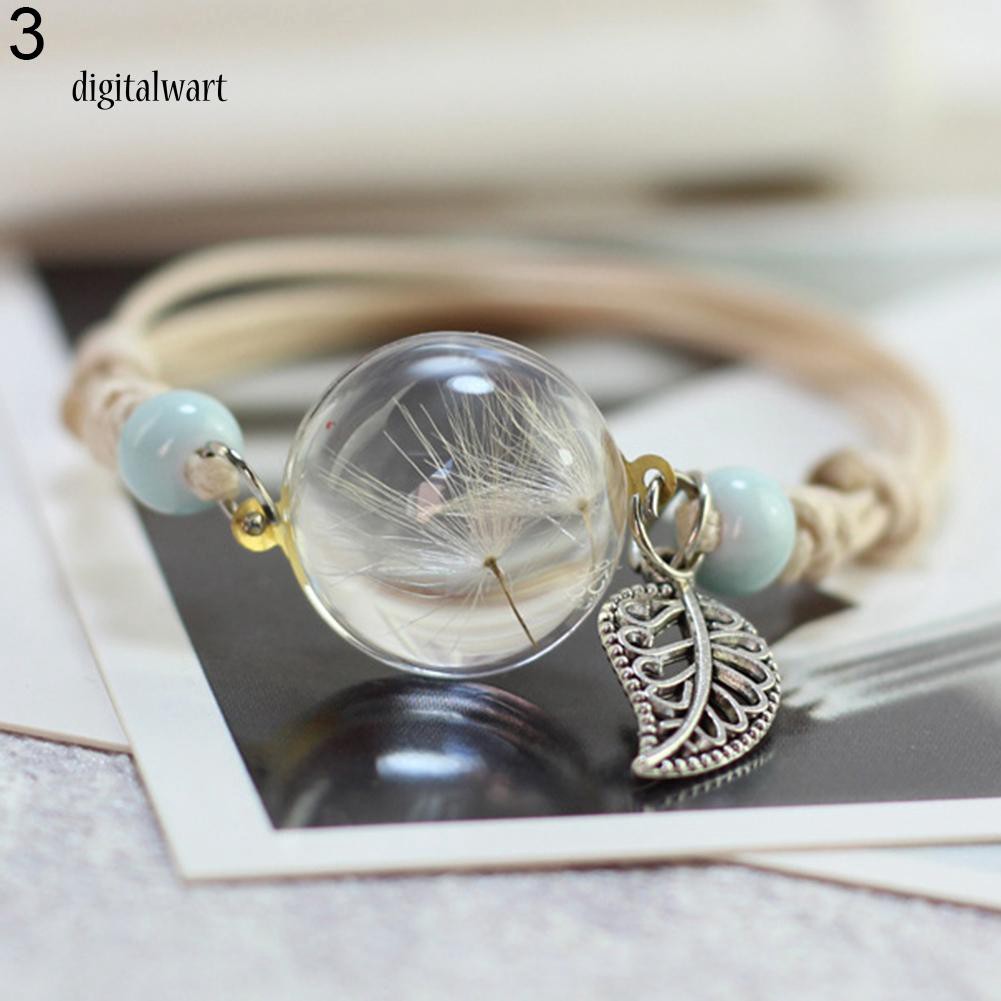 Vòng tay thiết kế phối mặt hình quả cầu thủy tinh chứa hoa lá nhẹ nhàng dễ thương cho nữ | BigBuy360 - bigbuy360.vn