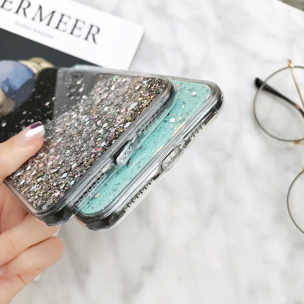 Ốp lưng iphone iPhone SE 2 11 Pro XS MAX XR X Transparent Silicone Case For iphone 8 7 6 6S Plus Cover Luxury Bling Glitter Stars Sequins Case