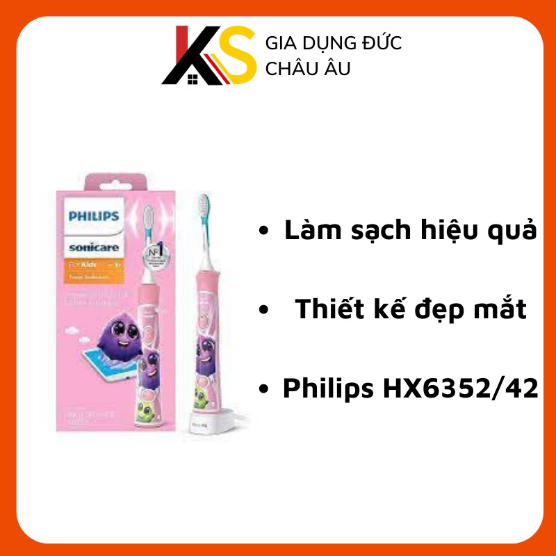 Bàn chải điện Philips HX6352/42 - Màu hồng, 2 đầu bàn chải mềm, Bluetooth, ứng dụng hỗ trợ