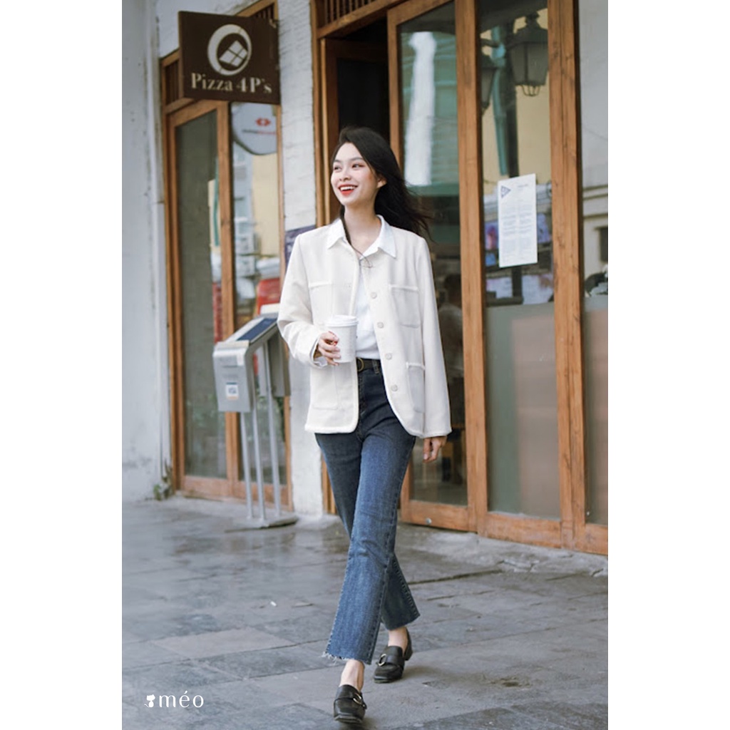 Áo Khoác Tweed dáng ngắn dài tay cổ tròn Paul Méo Shop