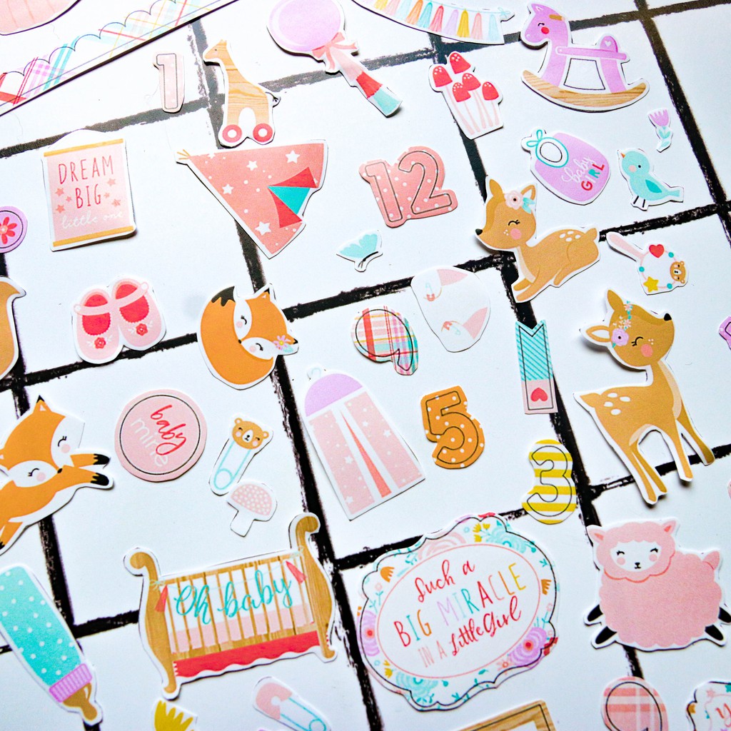 Sticker Hello Baby Girl - Sticker trang trí sổ tay, scrapbook, nguyên liệu handmade