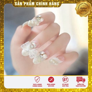 Bộ Nail móng tay giả đính đá phong cách GB huynhbom
