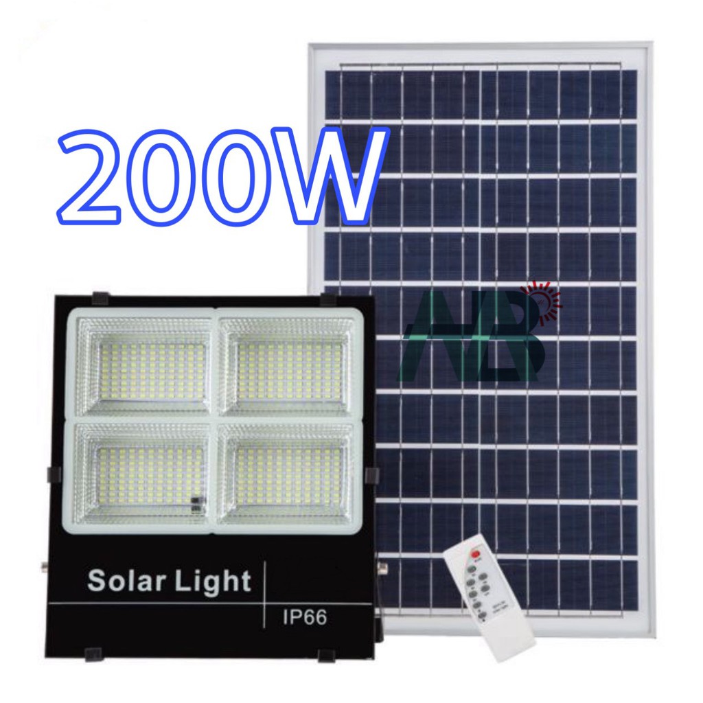 200W ĐÈN PHA LED NĂNG LƯỢNG MẶT TRỜI , Solar Light , IP66 chống nước , NHÔM ĐÚC NGUYÊN KHỐ ABM Solar