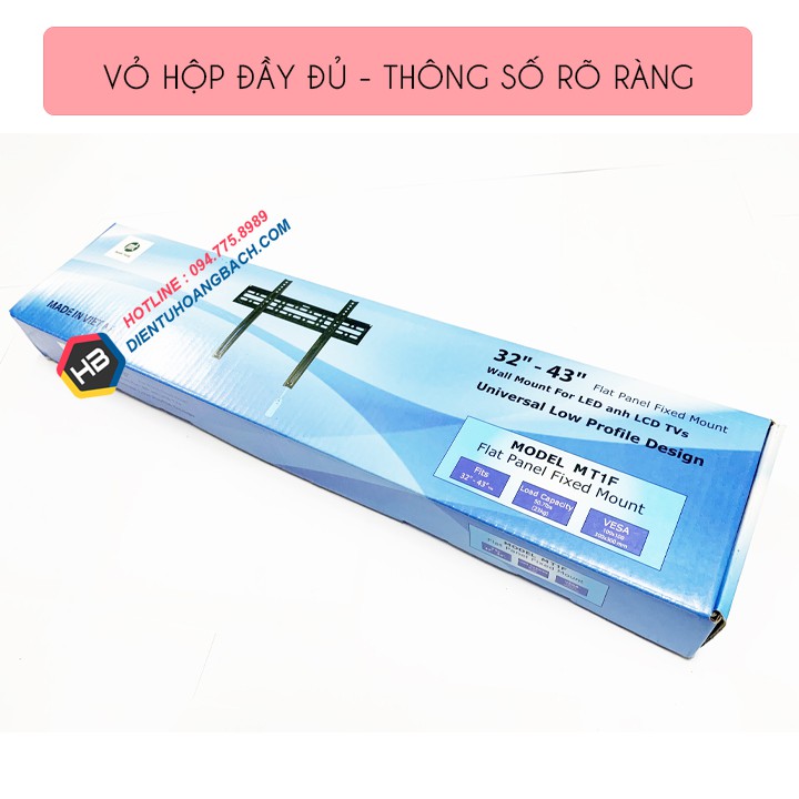 Giá Treo Tivi Siêu Mỏng A1F 32 - 40 - 43 / Khung Treo Tivi Phẳng Tường Cố Định - Tải trọng: 23Kg