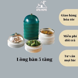 Lồng bàn 5 tầng đậy thức ăn giữ nhiệt thông minh đa năng cao cấp sử dụng làm rổ đựng mẫu mới 2021