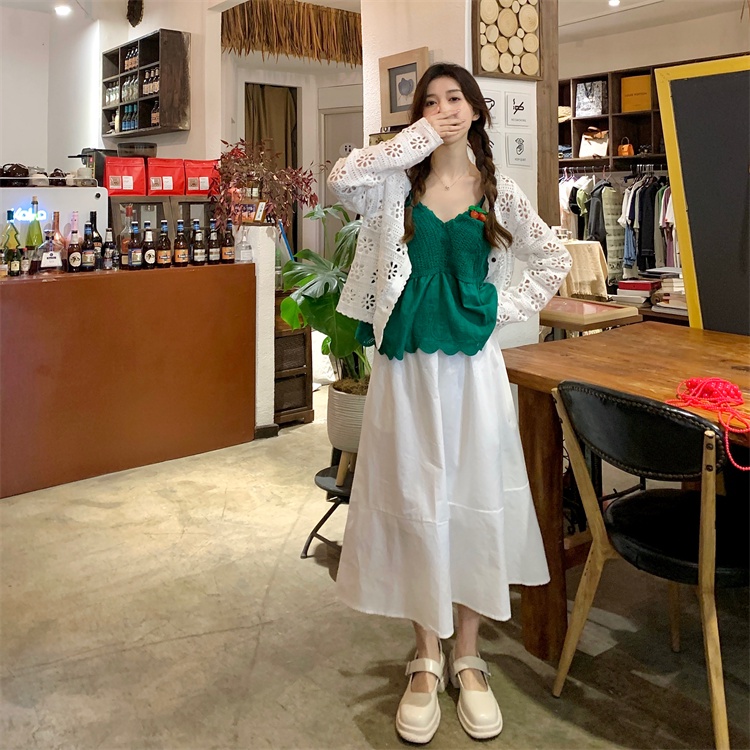 Áo Hai Dây Dệt Kim Kiểu Retro Thời Trang Mùa Hè Cho Nữ