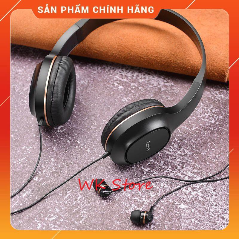 Tai nghe chụp tai cao cấp Hoco W24, kèm dây 3.5 mm (hàng chính hãng, Bh 1 năm)