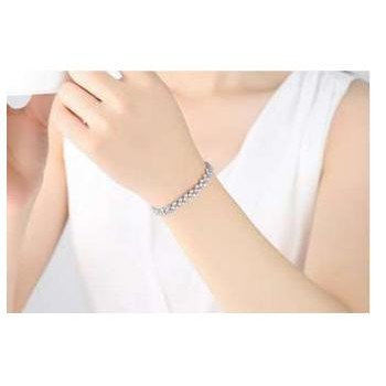 Lắc tay nữ bạc mặt đính tinh khối kim cương thời trang mạ bạc (bạc,) - MKAC.