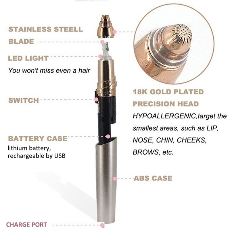 [Hàng mới về] Máy tỉa sửa chữa lông mày hoạt động điện không gây đau mini sạc USB tiện lợi