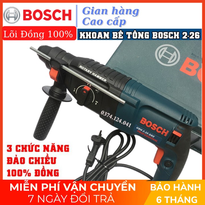 Máy khoan bê tông 2-26 100% dây đồng 3 chức năng tem chữ nổi Chính hãng