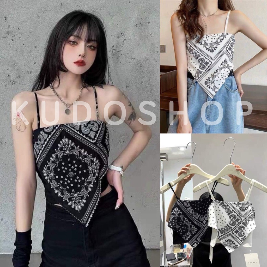 Áo yếm nữ 2 dây in họa tiết thời trang hàn quốc/ Áo croptop khăn lụa dáng ôm body sexy cá tính_kudoshop | BigBuy360 - bigbuy360.vn