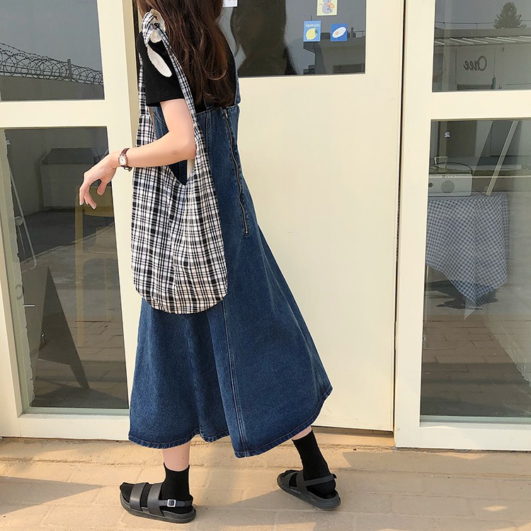 Yếm váy denim dáng xòe Ulzzang