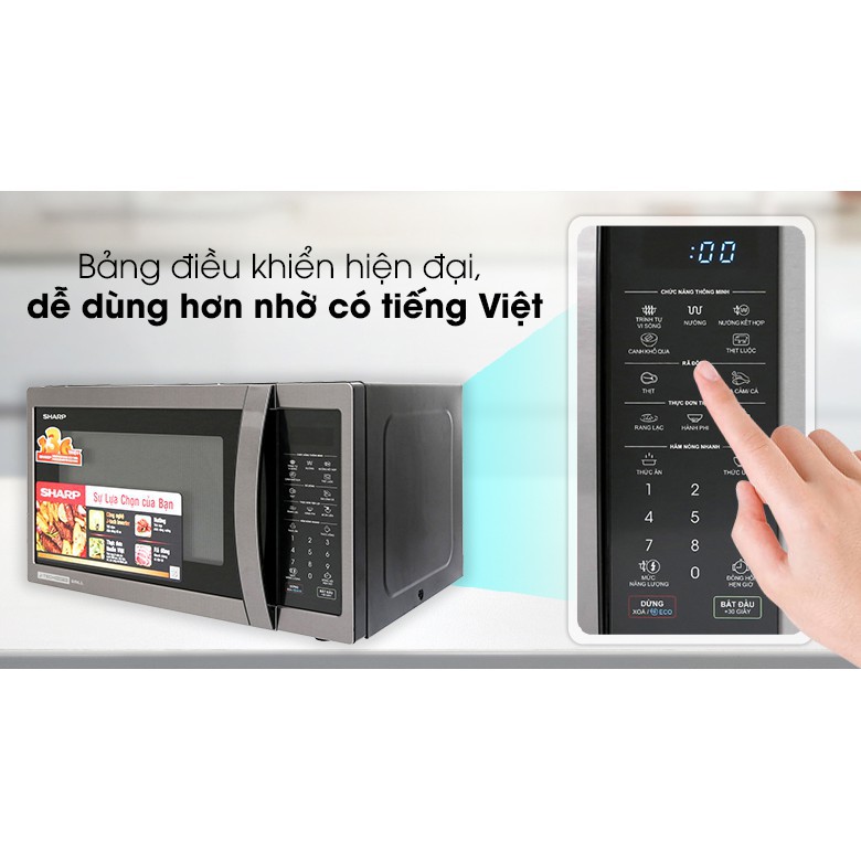 Lò vi sóng điện tử Inverter có nướng có đèn lò Sharp R-G728XVN-BST 28L 1000W - Hàng chính hãng