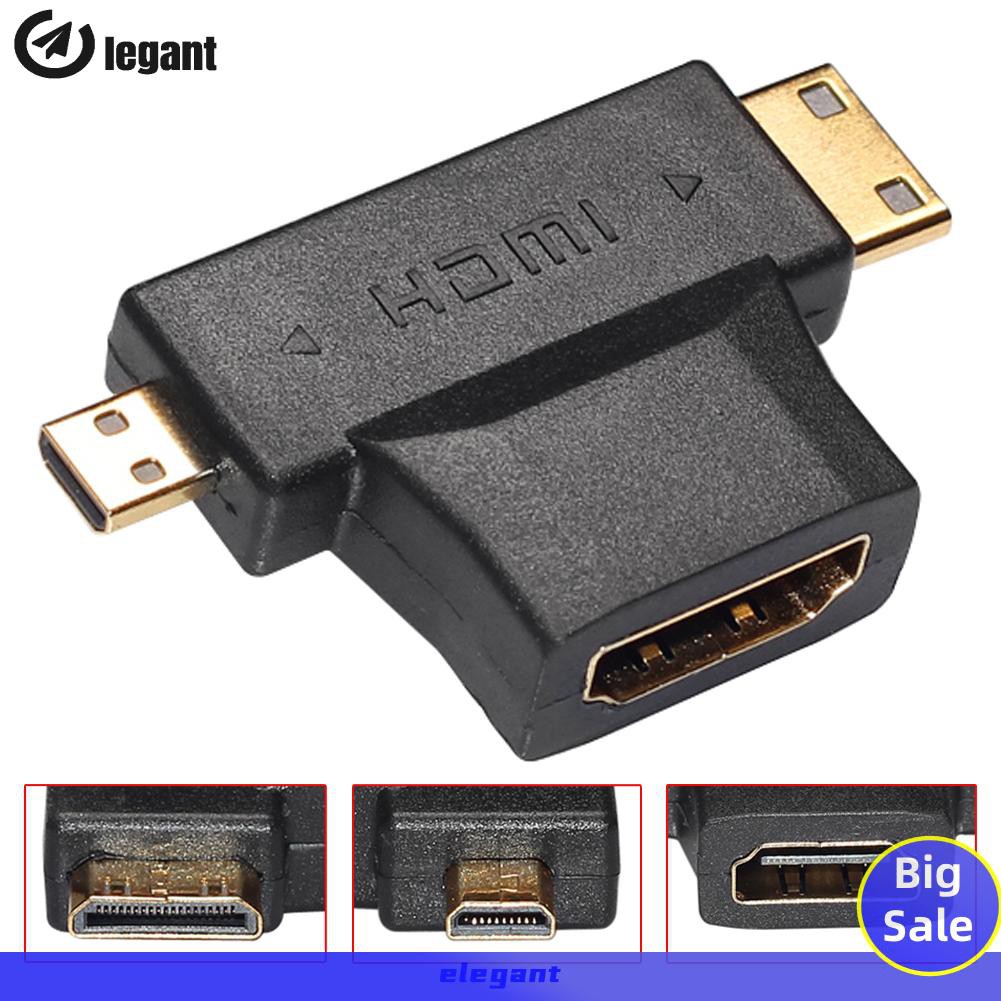 [NEW]3 x HDMI Female to Mini&Micro HDMI Male 2 in1 Multi 90° Convertor Adapter