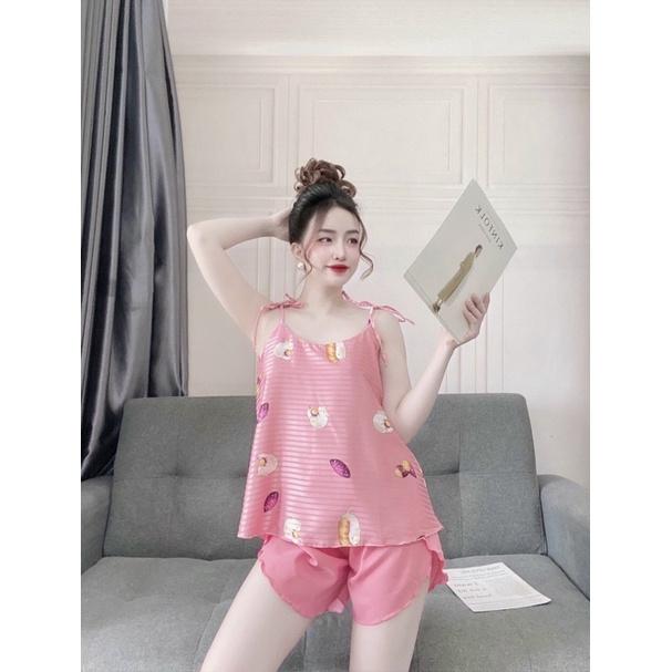 HOT Set bộ lụa 2 dây phối quần xẻ tà siêu xinh