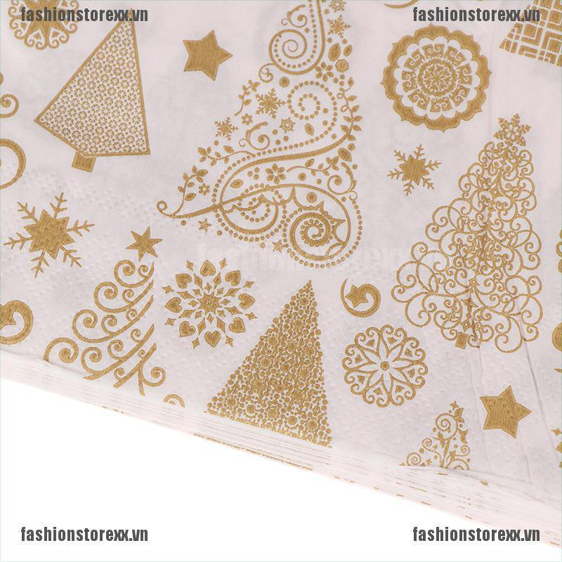 FASSI 20PCS/set Napkins Disposable Napkin Christmas tree Tissues Xmas Decor VN