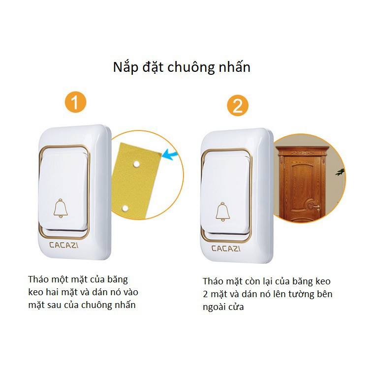 Chuông đôi không dây chống nước Cacazi Katjas K06-2 ( 2 CHUÔNG, 1 NÚT NHẤN )