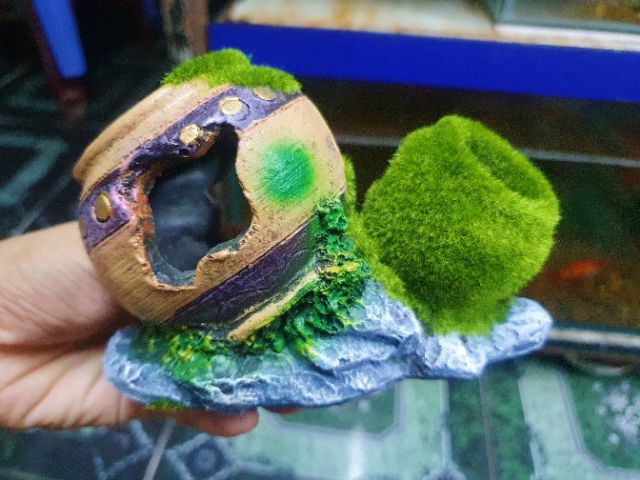 CẢNH LU PHỦ RÊU TRANG TRÍ HỒ CÁ NON BỘ 13X7X10CM