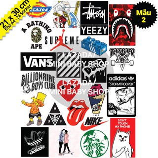 Combo Sticker Hình Dán Hoa Cúc, Hypebeast, Babe, Ape