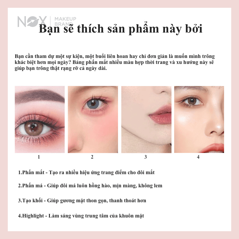 Bảng Phấn Mắt NOX 15g 12 Màu Trang Điểm Chất Lượng Cao | BigBuy360 - bigbuy360.vn
