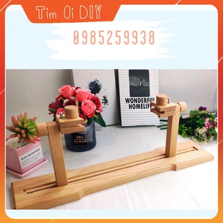 Khung thêu để bàn bằng gỗ chống mỏi lưng - Giá đỡ kẹp khung thêu có thể điều chỉnh