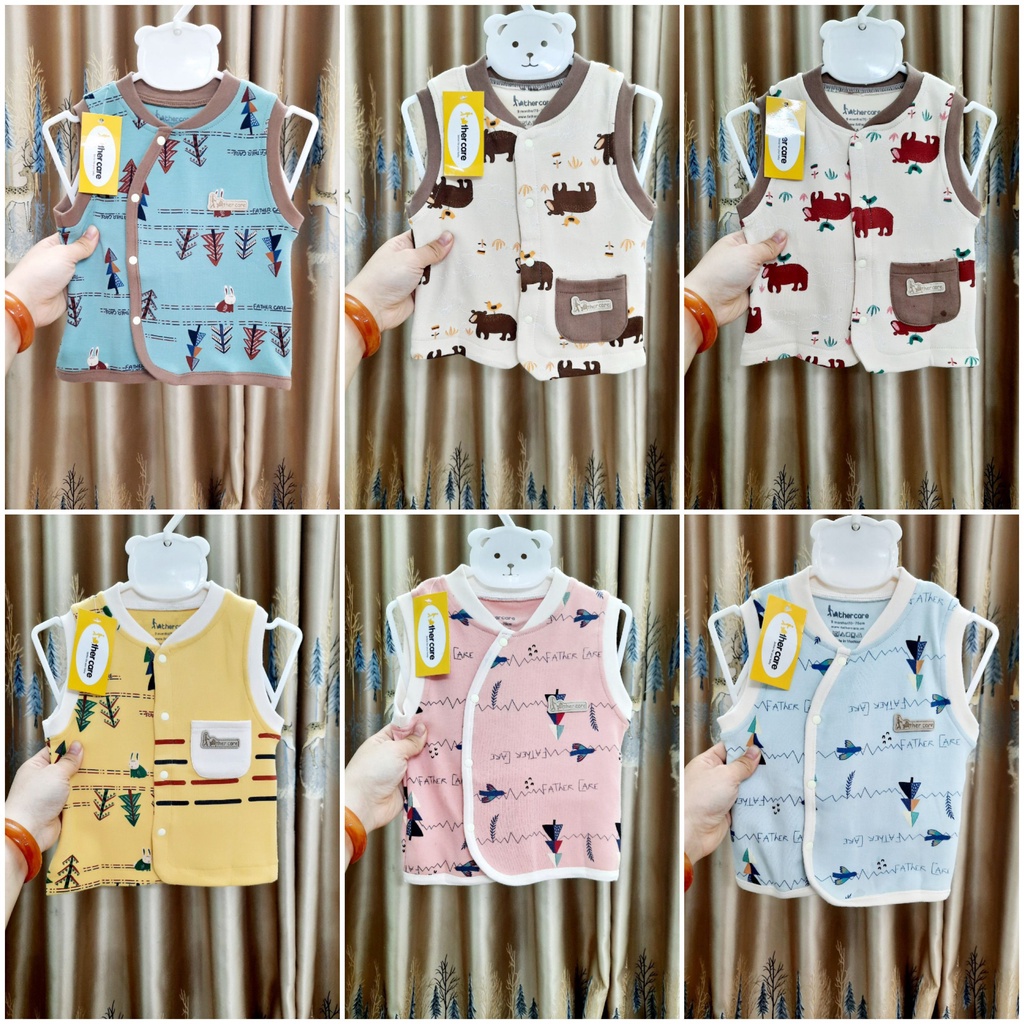 Áo gile nỉ họa tiết mềm ấm Father care chính hãng cho bé