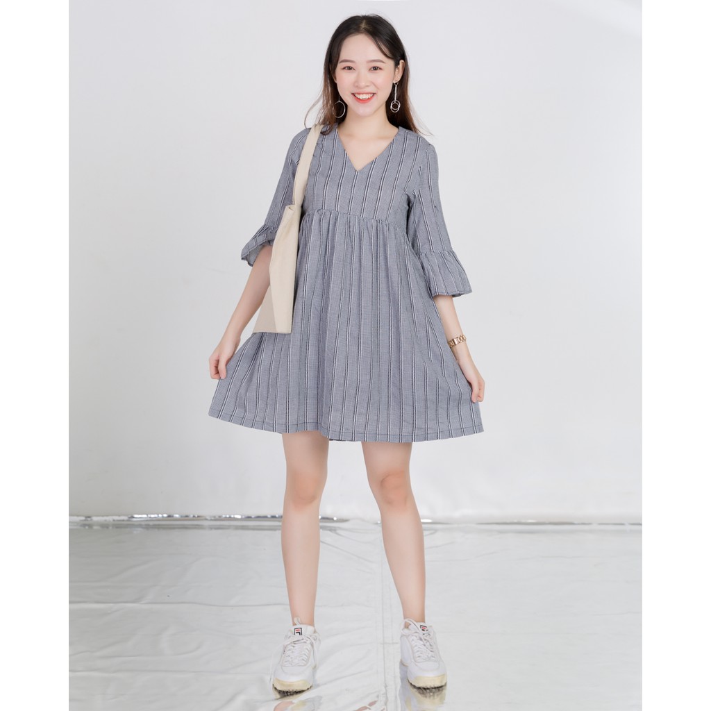 [Mã FASHIONMALLT4 giảm 15% đơn 150k] Đầm baby doll cổ tim tay lỡ J-P Fashion