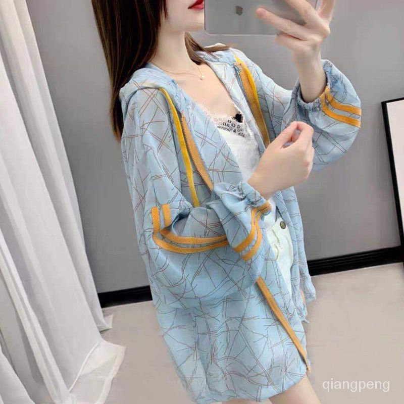 Áo Khoác Cardigan Vải Voan Mỏng Tay Dài Dáng Rộng Có Mũ Trùm Cá Tính Cho Nữ