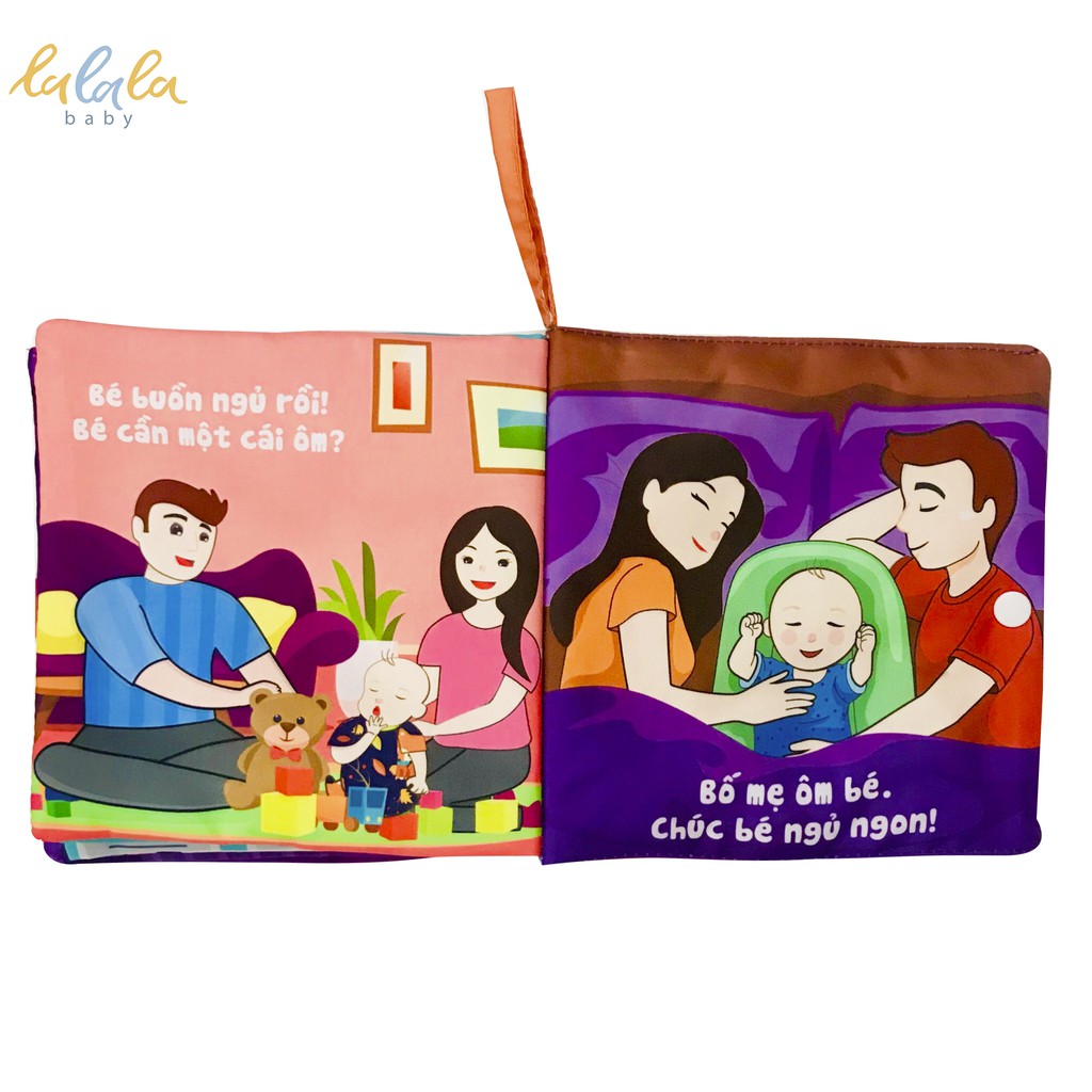 Sách vải cho bé Lalala baby đa tương tác Cái ôm diệu kì, kích thước 18x18cm, 12 trang