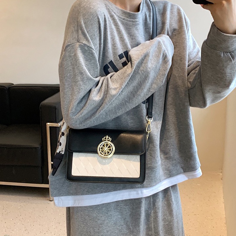 Túi Đeo Vai Hình Vuông Cỡ Nhỏ Màu Sắc Tương Phản Phong Cách Cổ Điển Thời Trang Cho Nữ