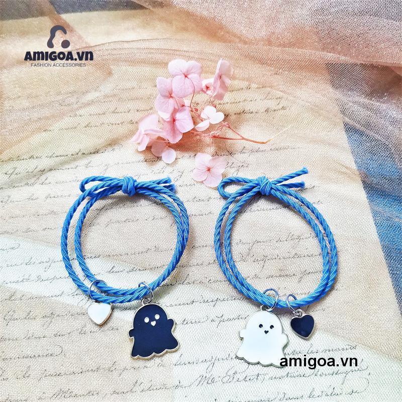 ✨✨Set 2 Vòng Tay Cặp Đôi Mặt Hình Ma Dễ Thương Có Thể Điều Chỉnh