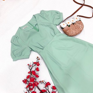 Đầm váy freesize mint form dài cổ V