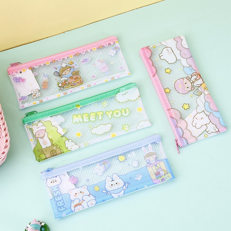 Túi Đựng Bút Trong Suốt Hình Cute Dễ Thương - Hộp Đựng Bút Khóa Zip Siêu Đẹp