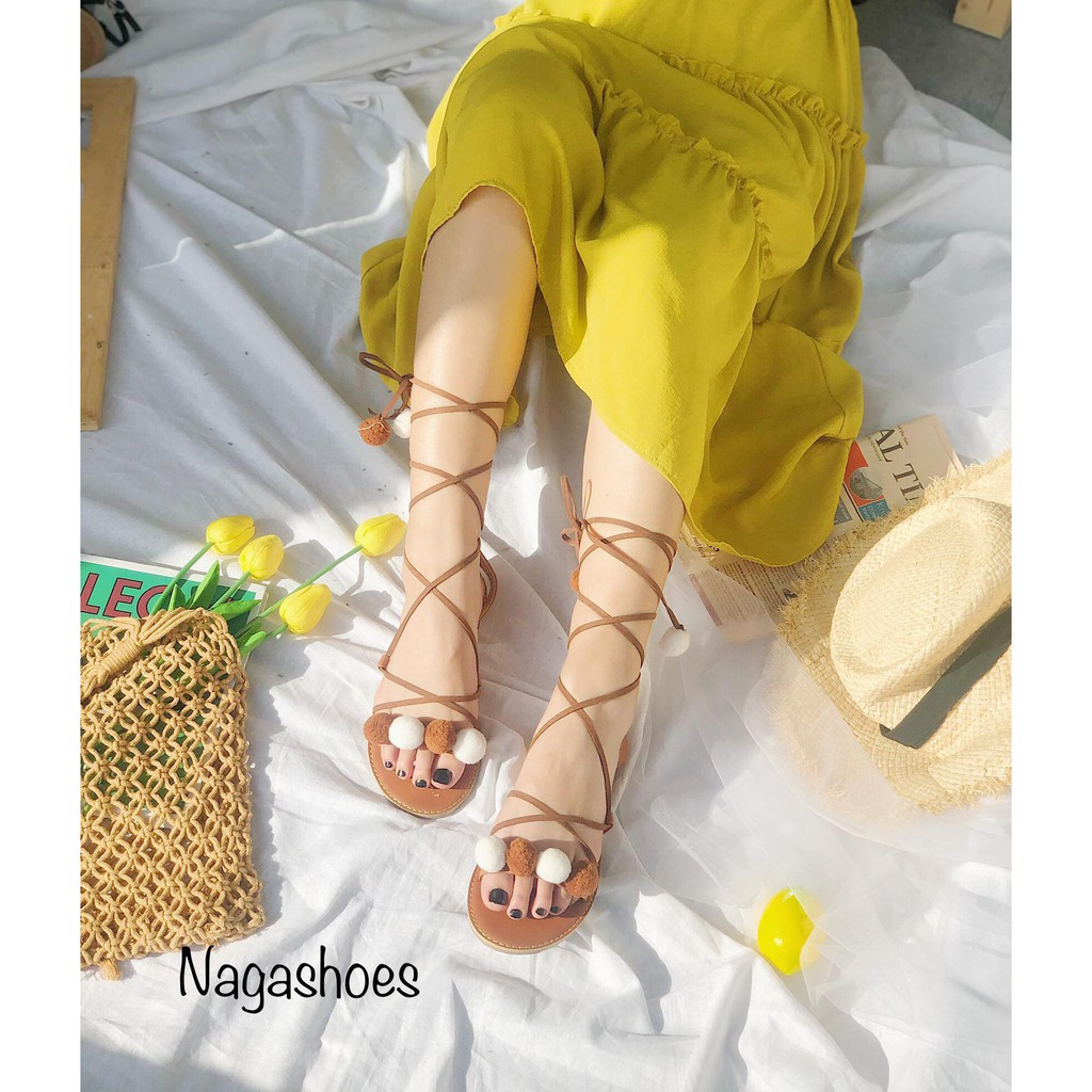 SANDAL NAGA QUAI NGANG CỘT DÂY ĐÍNH BÔNG NAS154