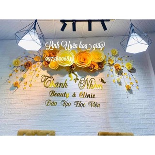 sét hoa giấy trang trí tiệm nail mi spa