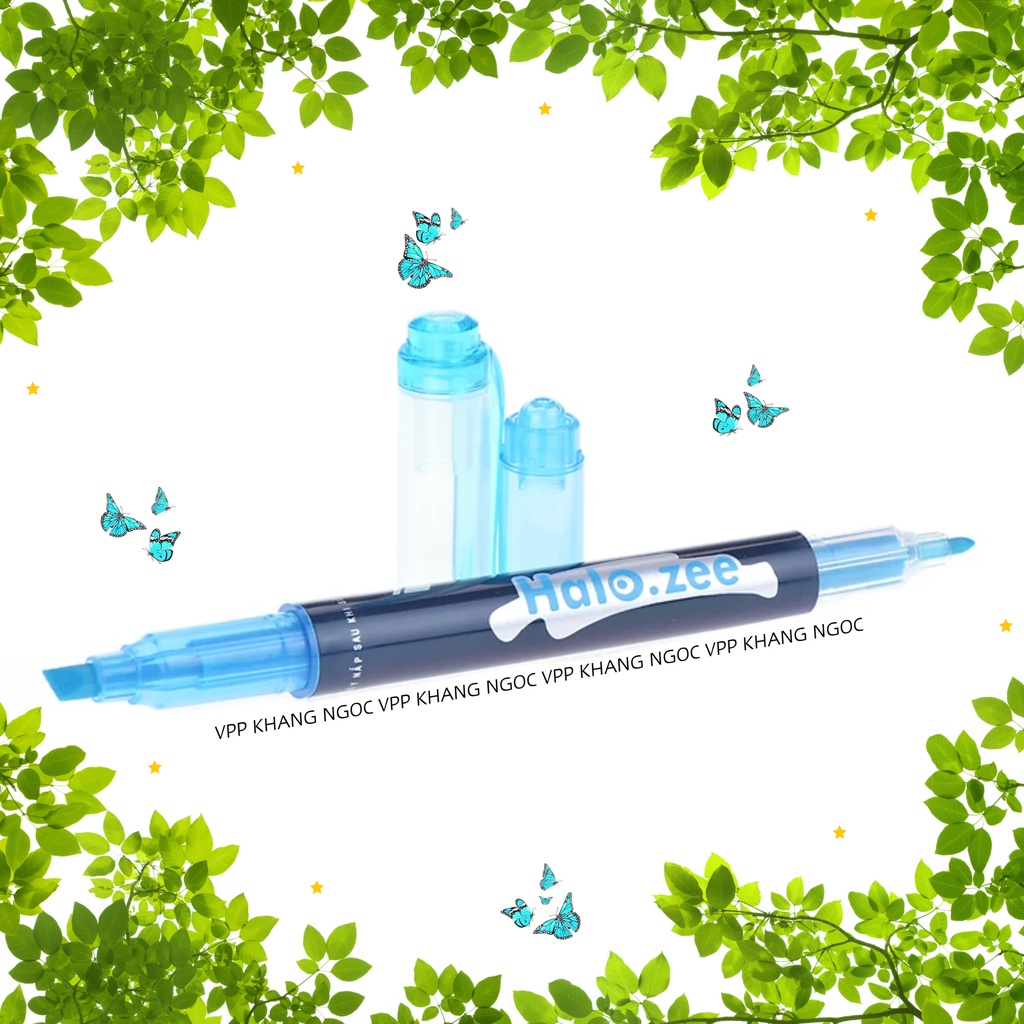Vỉ 5 Bút Dạ Quang 2 Đầu Halo-zee HL03 Màu Vàng, Xanh Lá, Xanh Dương, Hồng, Cam