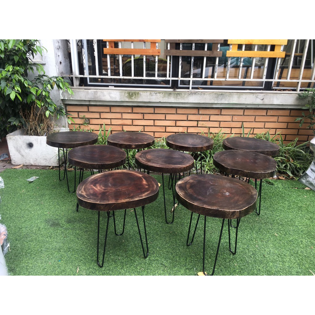 Sale 45% bàn xà cừ gỗ nguyên tầm chân cao 50cm D = 36 - 40cm| bàn cafe gỗ phản